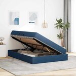 vidaXL Lit avec rangement et matelas Bleu 140 x 190 cm Polyester