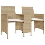 vidaXL Canapé de jardin 2 places avec table et tabourets beige rotin