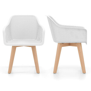 Lot de 2 Chaises de Salle à Manger en PP 57 x 56 x 75 cm dossier ergonomique design moderne ambiance contemporaine en blanc 20_0018790