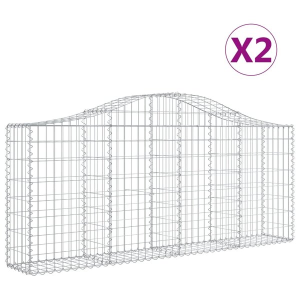 vidaXL Paniers à gabions arqués 2 Pièces 200x30x80/100 cm Fer galvanisé