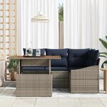 vidaXL Ensemble de canapé de jardin avec coussin 5 Pièces Gris polyrotin