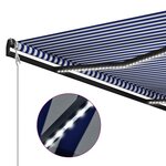 vidaXL Auvent rétractable capteur de vent LED 500x300 cm Bleu et blanc