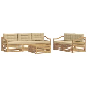 vidaXL Ensemble de canapés d'extérieur 6 pc Blanc et Beige