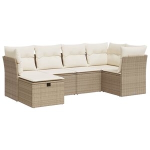 vidaXL Salon de jardin avec coussins 6 Pièces beige résine tressée