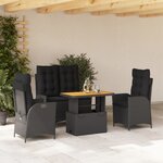 vidaXL Ensemble à manger de jardin 4 Pièces avec coussins noir