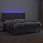 vidaXL Sommier à lattes de lit matelas LED Gris 180x200 cm Similicuir