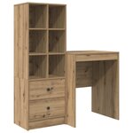 vidaXL Bureau avec tiroir avec étagère 2 Pièces Chêne artisanal