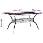 vidaXL Table de jardin blanc 150x90x72 cm aluminium coulé