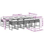vidaXL Ensemble à manger de jardin 11 Pièces coussins noir résine tressée