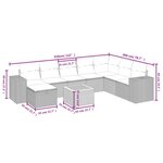 vidaXL Salon de jardin 9 Pièces avec coussins gris résine tressée