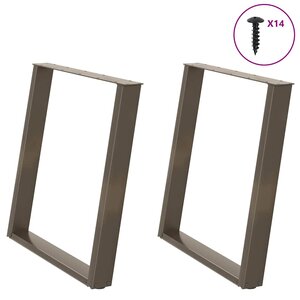 vidaXL Pieds de table à manger en U 2 pièces Acier naturel 80 x (72-73) cm Acier