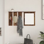 vidaXL Porte-manteau mural avec étagère Montage mural avec miroir Chêne fumé 85 x 10 x 45 cm