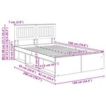 vidaXL Cadre de lit Chêne artisan 135 x 190 cm Pin massif
