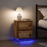 VidaXL Table de chevet avec lumières LED vieux bois 38x34x50 cm
