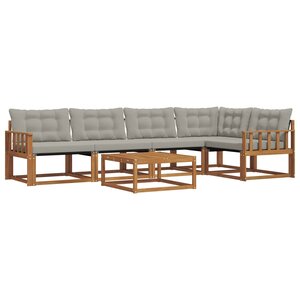 vidaXL Ensemble de canapés d'extérieur 6 Pièces Gris Naturel et Clair