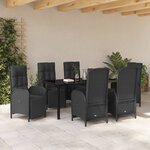 vidaXL Ensemble de salle à manger pour jardin 7 Pièces Noir Poly rotin