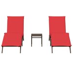 vidaXL Chaises longues lot de 2 avec table marron résine tressée