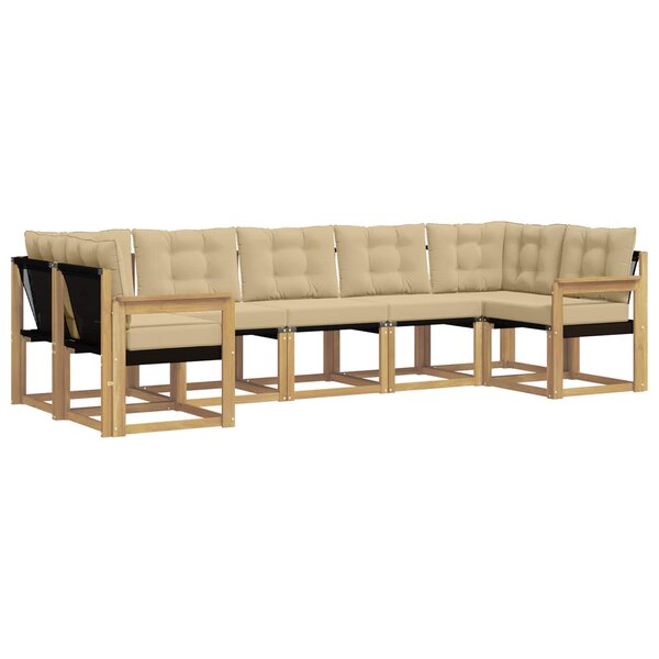 vidaXL Ensemble de canapés d'extérieur 7 Pièces Blanc et Beige