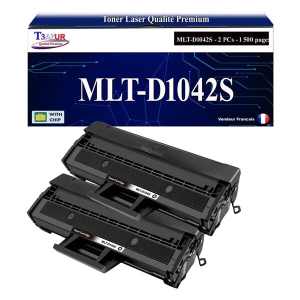 T3AZUR -2x Toners compatibles avec Samsung MLT-D1042S pour Samsung SCX-3000 SCX-3200 SCX-3200W SCX-3201 SCX-3205 SCX-3205W SCX-3206 SCX-3207 SCX-3208 SCX-3210