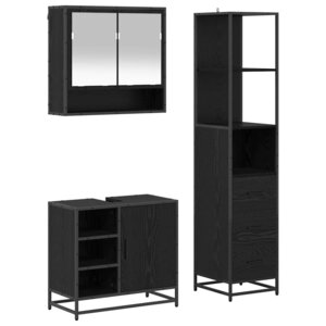 vidaXL Ensemble de mobilier de salle de bain 3 Pièces Chêne noir