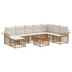 vidaXL Ensemble de canapés d'extérieur 9 pc Blanc Naturel et Crème