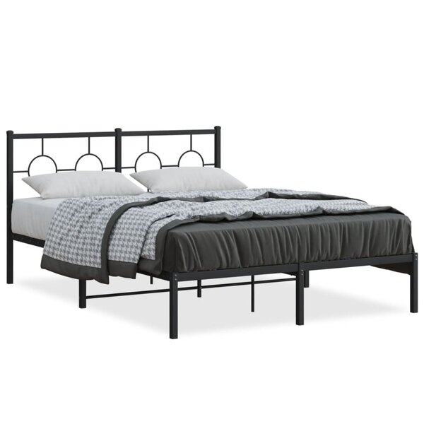 vidaXL Cadre de lit métal sans matelas avec tête de lit noir 140x190cm