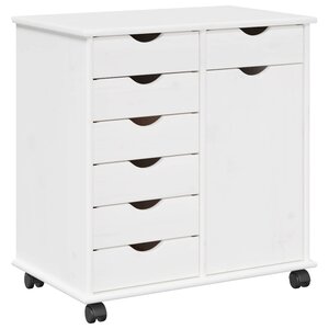 vidaXL Cabinet roulant Blanc 63 5 x 39 x 65 5 cm Bois de Pin Massif