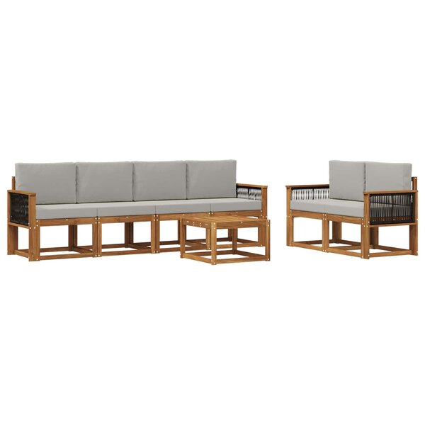 vidaXL Ensemble de canapés d'extérieur 6 pc Naturel et gris clair