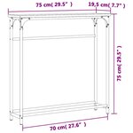 vidaXL Table console chêne fumé 75x19 5x75 cm bois d'ingénierie