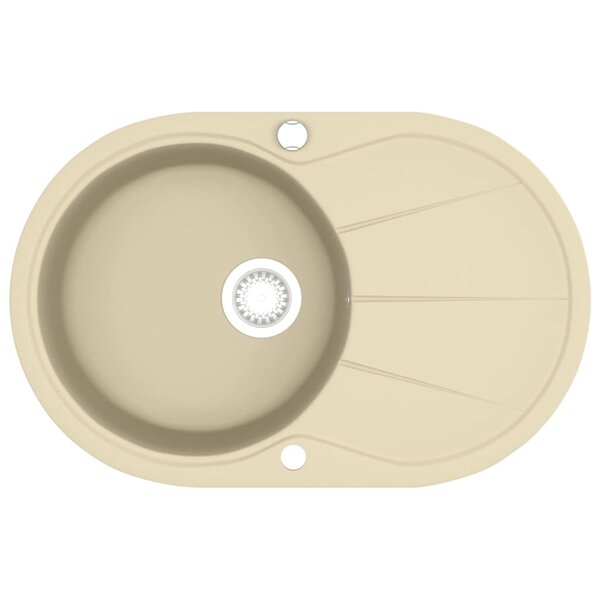 vidaXL Évier de cuisine Granit Seul lavabo Ovale Beige