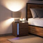 vidaXL Armoire de chevet et lumières LED chêne marron bois ingénierie