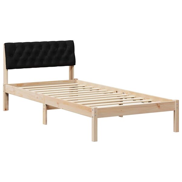 vidaXL Cadre de lit Marron et noir 90 x 200 cm Bois massif en pin
