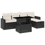 vidaXL Salon de jardin 6 Pièces avec coussins noir résine tressée