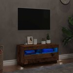 vidaXL Meuble TV avec lumières LED vieux bois bois d'ingénierie