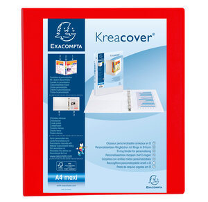 Classeur personnalisable Kreacover A4 Maxi 4 Ax Diam 25 mm Dos 47 mm Rouge EXACOMPTA
