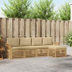vidaXL Ensemble de canapés d'extérieur 5 Pièces Blanc et Beige