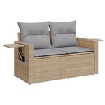 Set de sofas de jardin 14 pièces avec coussins Beige Polyrotin Acacia