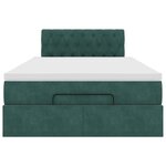 vidaXL Lit ottoman avec matelas et LED vert foncé 90x200cm velours