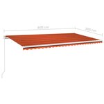 vidaXL Auvent manuel rétractable avec LED 600x300 cm Orange et marron