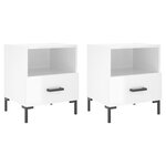 vidaXL Tables de chevet 2 Pièces blanc brillant 40x35x47 5 cm