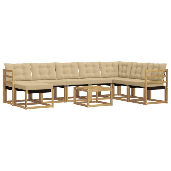 vidaXL Ensemble de canapés d'extérieur 9 pc Blanc et Beige