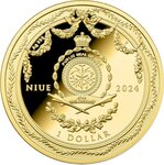 Pièce de monnaie en Argent 1 Dollar g 31.1 (1 oz) Millésime 2024 Faberge Art RED TABLE CLOCK
