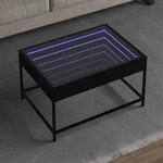 vidaXL Table basse avec LED infini noir 70x50x41 cm