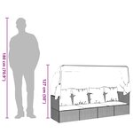 vidaXL Lit de salon d'extérieur toit et coussins Gris Résine tressée