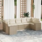 vidaXL Salon de jardin avec coussins 7 Pièces beige résine tressée