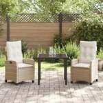 vidaXL Ensemble de salle à manger pour jardin 3 Pièces Beige polyrotin