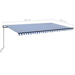 vidaXL Auvent automatique capteur de vent LED 500x350 cm Bleu et blanc