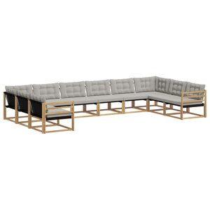 vidaXL Ensemble de canapés d'extérieur 10 pc Blanc et gris clair
