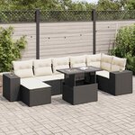 vidaXL Salon de jardin 8 Pièces avec coussins noir résine tressée
