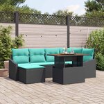 vidaXL Ensemble de salle à manger pour jardin 7 Pièces Noir et Sarcelle